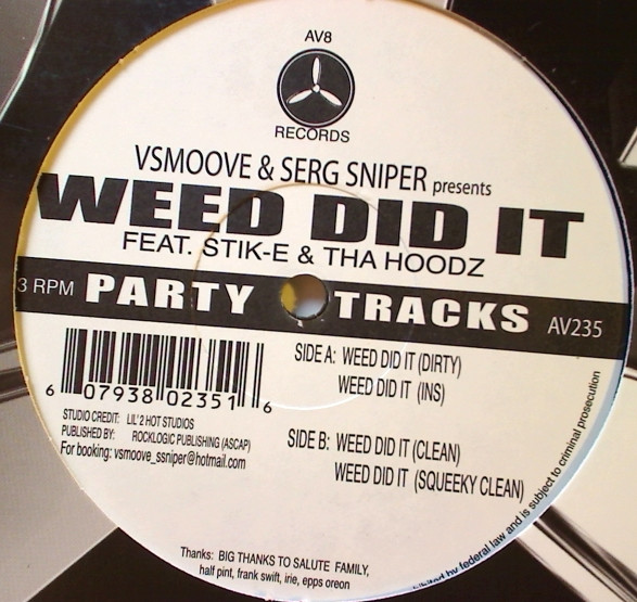 V. Smoove & Serg Sniper - Weed Did It | AV8 Records (AV235) - main
