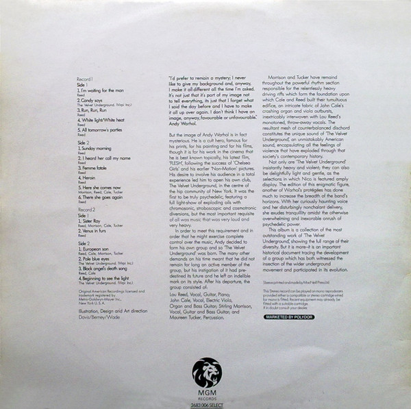 The Velvet Underground Featuring Nico - Andy Warhol's Velvet Underground Featuring Nico | MGM Records (2683 006) - 4 The Velvet Underground Featuring Nico - Andy Warhol's Velvet Underground Featuring Nico | MGM Records (2683 006) - 4