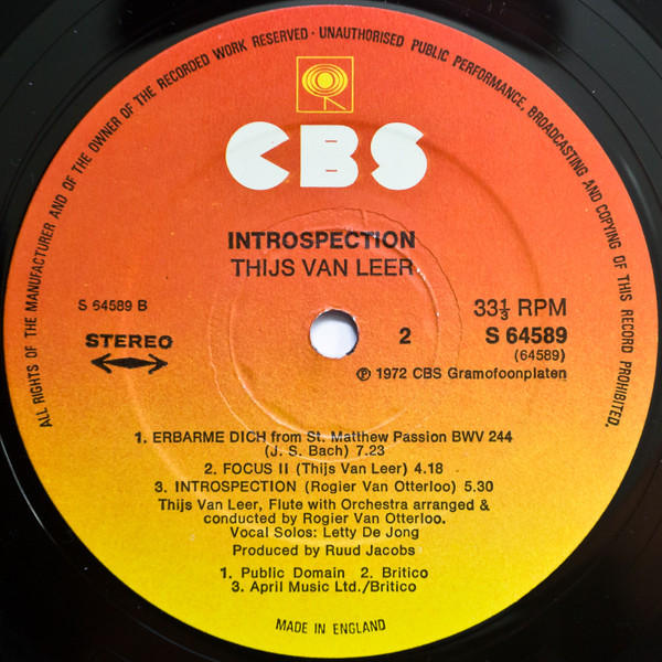 Thijs Van Leer - Introspection | CBS (S 64589) - 4 Thijs Van Leer - Introspection | CBS (S 64589) - 4