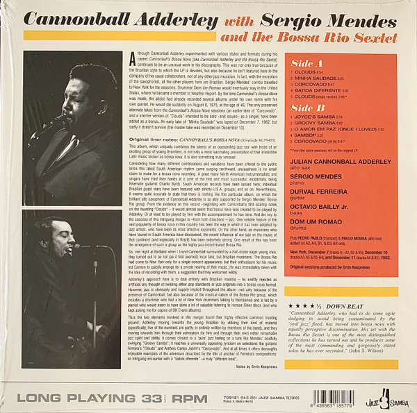 Cannonball Adderley With Sérgio Mendes And The Bossa Rio - Cannonball Adderley With Sergio Mendes And The Bossa Rio Sextet | Jazz Samba Records (709121) - 2