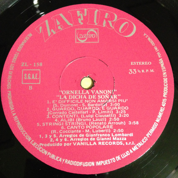 Ornella Vanoni - La Voglia Di Sognare (La Dicha de Soñar) | Zafiro (ZL-158) - 4