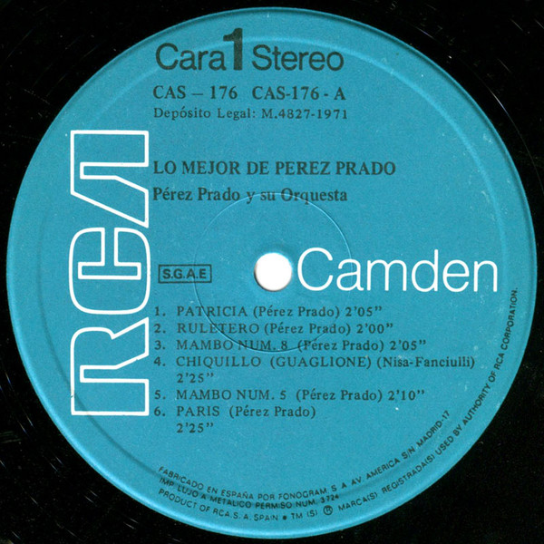 Perez Prado And His Orchestra - Lo Mejor De Perez Prado | RCA Camden (CAS-176) - 3