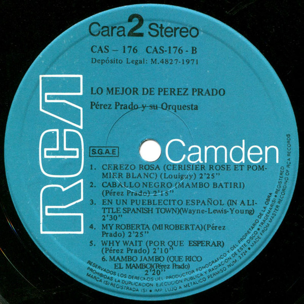 Perez Prado And His Orchestra - Lo Mejor De Perez Prado | RCA Camden (CAS-176) - 4