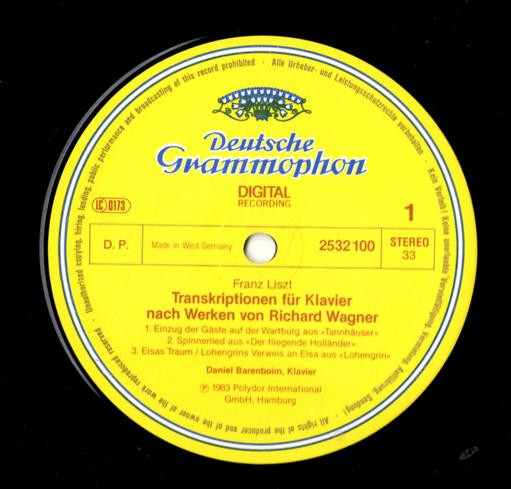 Franz Liszt , Daniel Barenboim - Transkriptionen Für Klavier Nach Werken von Richard Wagner | Deutsche Grammophon (2532 100) - 2