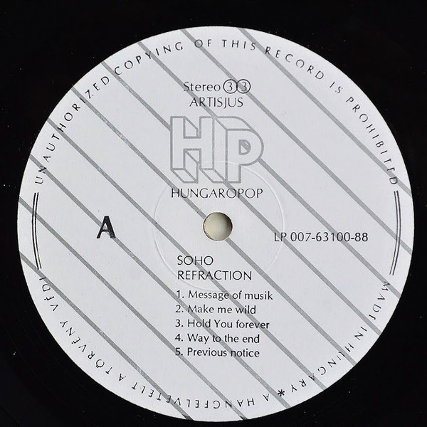 Soho - Refraction | Hungaropop (LP-007-63100-88) - 3 Soho - Refraction | Hungaropop (LP-007-63100-88) - 3