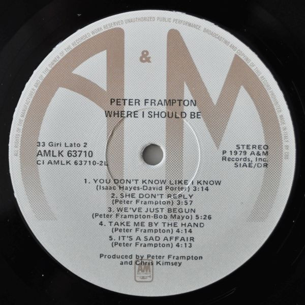Peter Frampton - Where I Should Be | A&M Records (AMLK 63710) - 4 Peter Frampton - Where I Should Be | A&M Records (AMLK 63710) - 4
