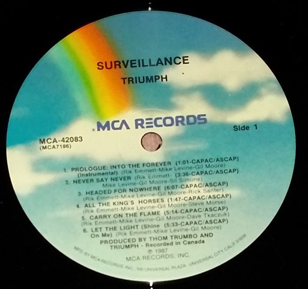 Triumph - Surveillance | MCA Records (MCA-42083) - 3