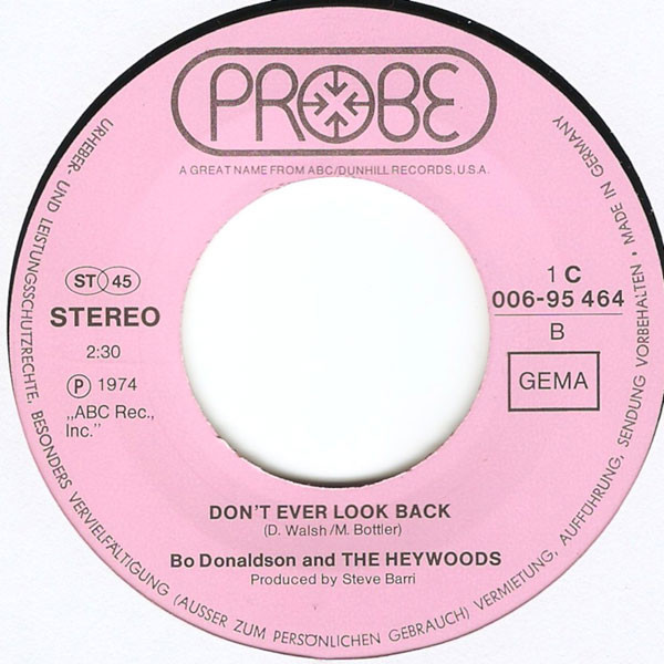 Bo Donaldson & The Heywoods - Billy, Don't Be A Hero | Probe (1C 006-95 464) - 4