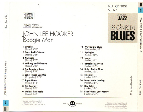 John Lee Hooker - Boogie Man | Editions Atlas (BLU - CD 3001) - 2 John Lee Hooker - Boogie Man | Editions Atlas (BLU - CD 3001) - 2