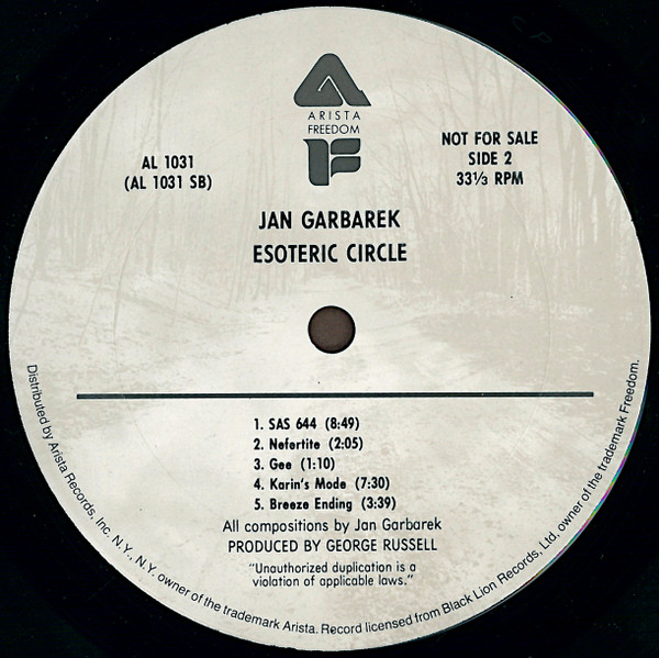 George Russell Presents Jan Garbarek With Terje Rypdal - Esoteric Circle [Vinyl] | Arista (AL 1031) - 4