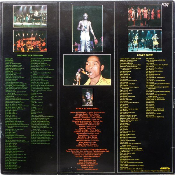 Fela Kuti - Original Sufferhead | Arista (SPART 1177) - 2