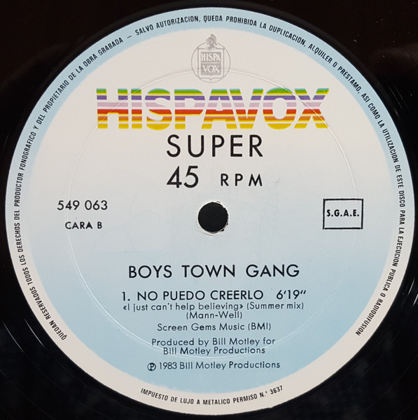 Boys Town Gang - I Just Can't Help Believing | Hispavox (549 063) - 4