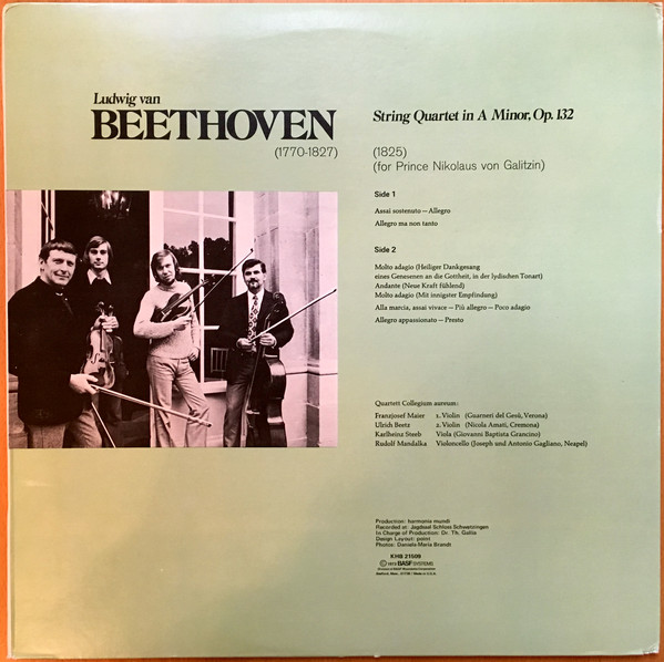 Ludwig van Beethoven , Quartett Collegium Aureum - String Quartet In A Minor, Op. 132 | Harmonia Mundi (KHB 21509) - 2