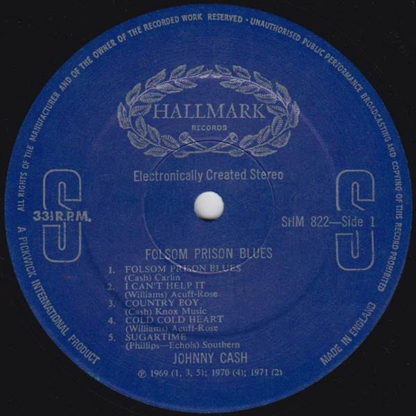 Johnny Cash - Folsom Prison Blues Vol. 1 | Hallmark Records (SHM 822) - 3