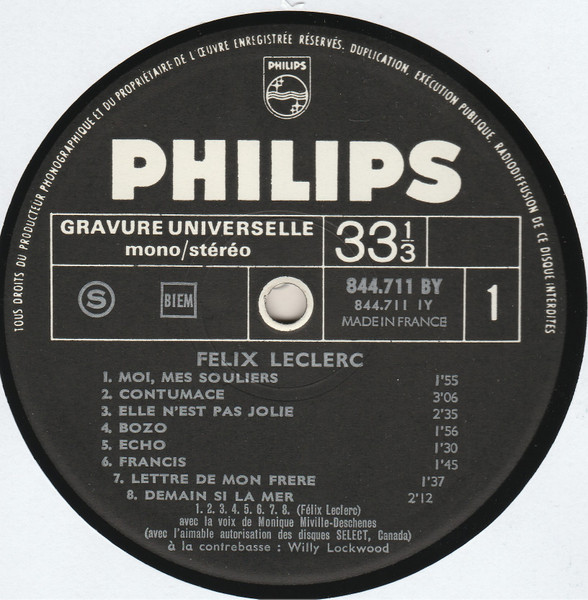 Félix Leclerc - Moi, Mes Souliers | Philips (844.711 BY) - 3 Félix Leclerc - Moi, Mes Souliers | Philips (844.711 BY) - 3