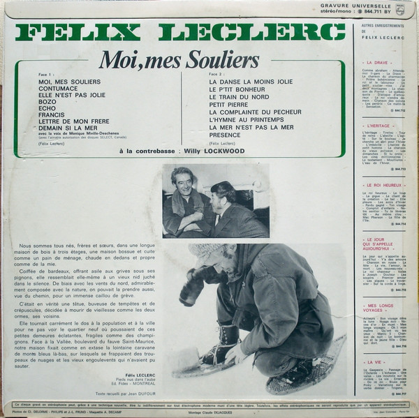 Félix Leclerc - Moi, Mes Souliers | Philips (844.711 BY) - 2 Félix Leclerc - Moi, Mes Souliers | Philips (844.711 BY) - 2