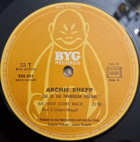 Archie Shepp - Live At The Panafrican Festival | BYG Records (529 351) - 3