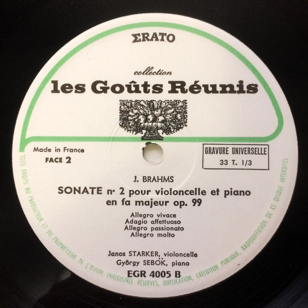 Johannes Brahms - Janos Starker & György Sebök - Deux Sonates Pour Violoncelle & Piano | Erato (EGR 4005) - 4 Johannes Brahms - Janos Starker & György Sebök - Deux Sonates Pour Violoncelle & Piano | Erato (EGR 4005) - 4