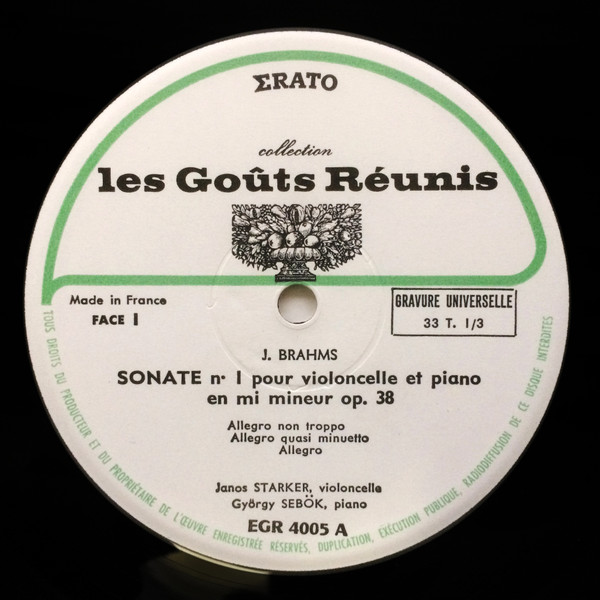 Johannes Brahms - Janos Starker & György Sebök - Deux Sonates Pour Violoncelle & Piano | Erato (EGR 4005) - 3 Johannes Brahms - Janos Starker & György Sebök - Deux Sonates Pour Violoncelle & Piano | Erato (EGR 4005) - 3