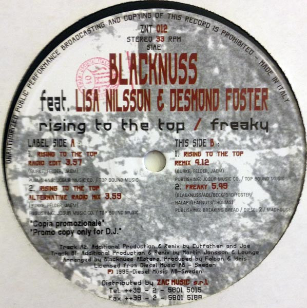 Blacknuss Feat. Lisa Nilsson & Desmond Foster - Rising To The Top | Zac International (ZNT 012) - 3