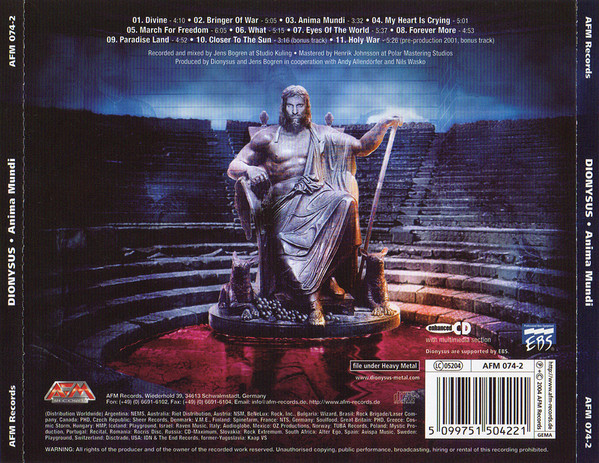 Dionysus - Anima Mundi CD | AFM Records (AFM 074-2) - 2 Dionysus - Anima Mundi CD | AFM Records (AFM 074-2) - 2