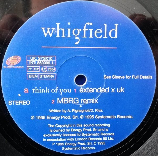 Whigfield - Think Of You (The Dance Mixes) | Systematic (SYSX10) - 2