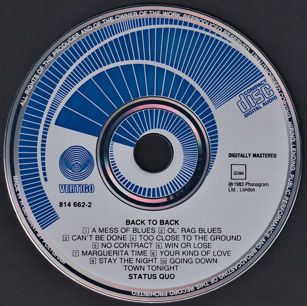 Status Quo - Back To Back CD | Vertigo (814 662-2) - 3 Status Quo - Back To Back CD | Vertigo (814 662-2) - 3