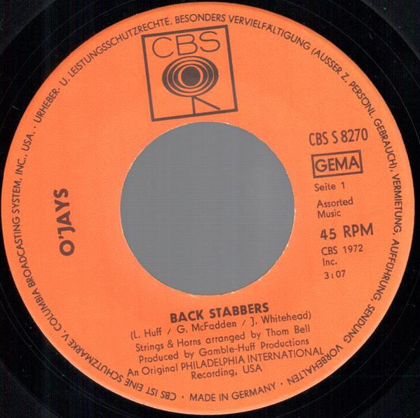 The O'Jays - Back Stabbers | CBS (CBS S 8270) - 2