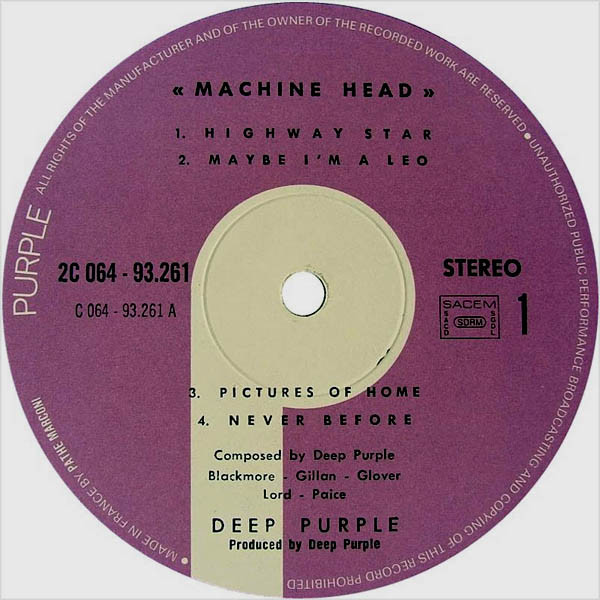 Deep Purple - Machine Head | Purple Records (2 C 064-93261) - 2 Deep Purple - Machine Head | Purple Records (2 C 064-93261) - 2