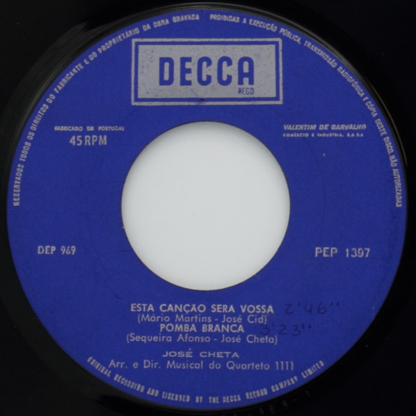 José Cheta - Amanhã, Amanhã | Decca (PEP 1397) - 4