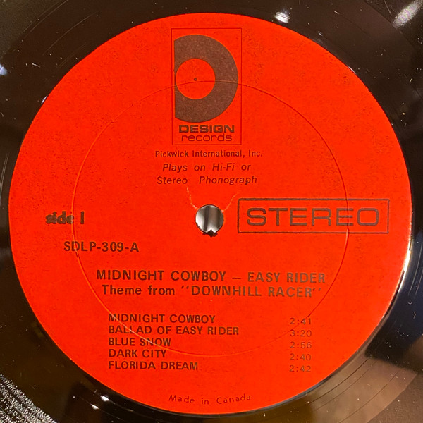 Unknown Artist - Midnight Cowboy - Easy Rider - Downhill Racer | Design Records (SDLP-309) - 3