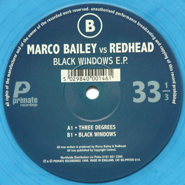 Marco Bailey & Redhead - Black Windows E.P. | Primate Recordings (PMTEN 014)