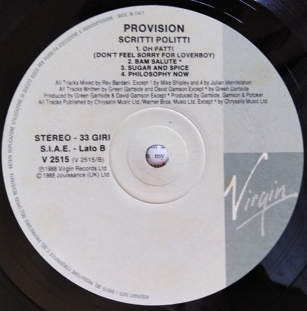 Scritti Politti - Provision | Virgin (V 2515) - 4