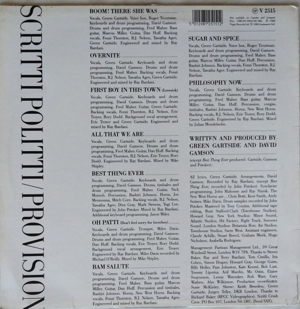 Scritti Politti - Provision | Virgin (V 2515) - 2