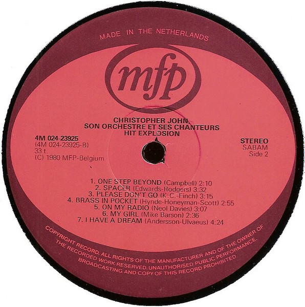 Christopher John, Son Orchestre Et Ses Chanteurs - Hit Explosion Vol. 1 | Music For Pleasure (4M024-23925) - 4