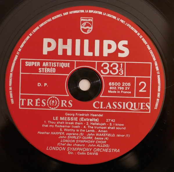 Georg Friedrich Händel - Le Messie (Extraits) | Philips (6500 205) - 4 Georg Friedrich Händel - Le Messie (Extraits) | Philips (6500 205) - 4