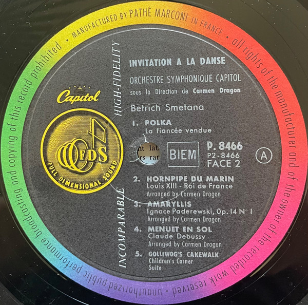 Carmen Dragon Conducts Capitol Symphony Orchestra - Invitation To The Dance | Capitol Records (P 8466) - 4