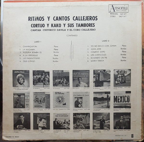 Cortijo Y Kako Y Sus Tambores - Ritmos Y Cantos Callejeros | Ansonia (SALP 1477) - 2