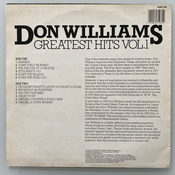 Don Williams - Greatest Hits Vol. 1 | Hallmark Records (SHM 3193) - 2 Don Williams - Greatest Hits Vol. 1 | Hallmark Records (SHM 3193) - 2