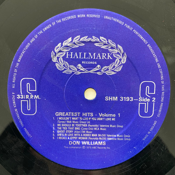 Don Williams - Greatest Hits Vol. 1 | Hallmark Records (SHM 3193) - 4 Don Williams - Greatest Hits Vol. 1 | Hallmark Records (SHM 3193) - 4