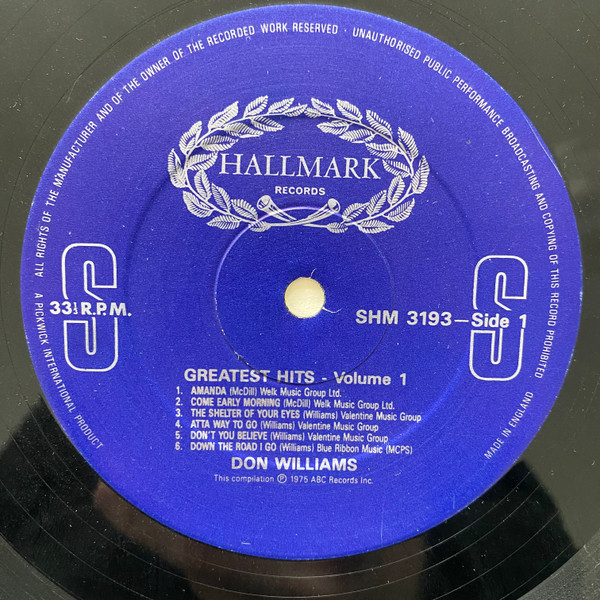 Don Williams - Greatest Hits Vol. 1 | Hallmark Records (SHM 3193) - 3 Don Williams - Greatest Hits Vol. 1 | Hallmark Records (SHM 3193) - 3