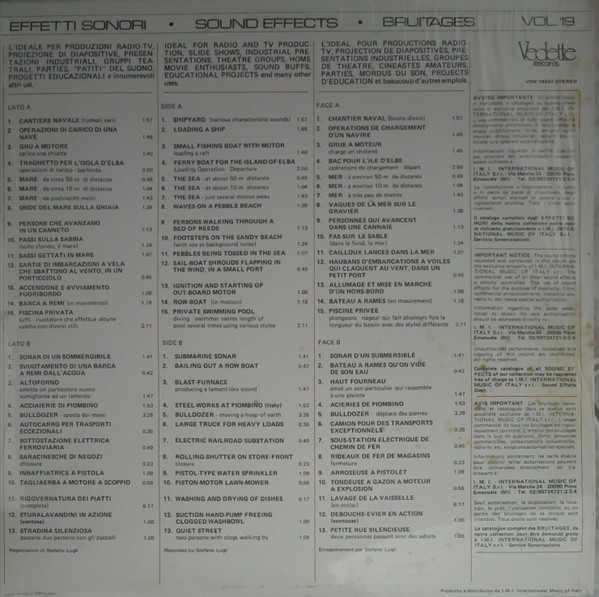 No Artist - Sound Effects 19 - Effetti Sonori Vol. 19 | Vedette Records (VSM 38582) - 2