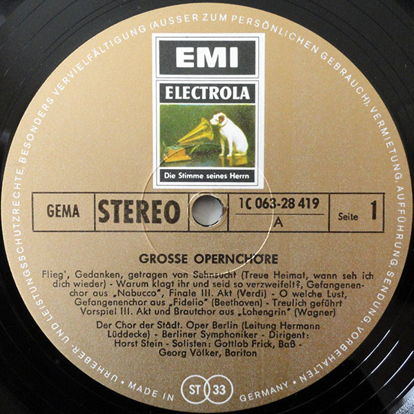 Various - Grosse Opernchöre | Electrola (1 C 063-28 419) - 3