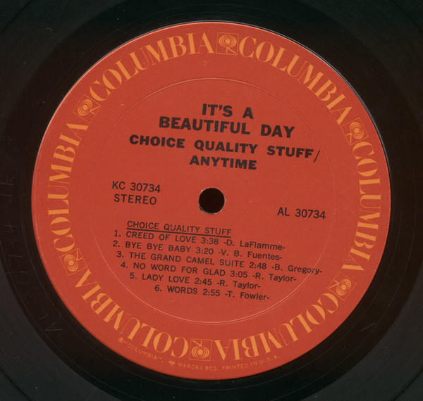 It's A Beautiful Day - Choice Quality Stuff / Anytime | Columbia (KC 30734) - 3