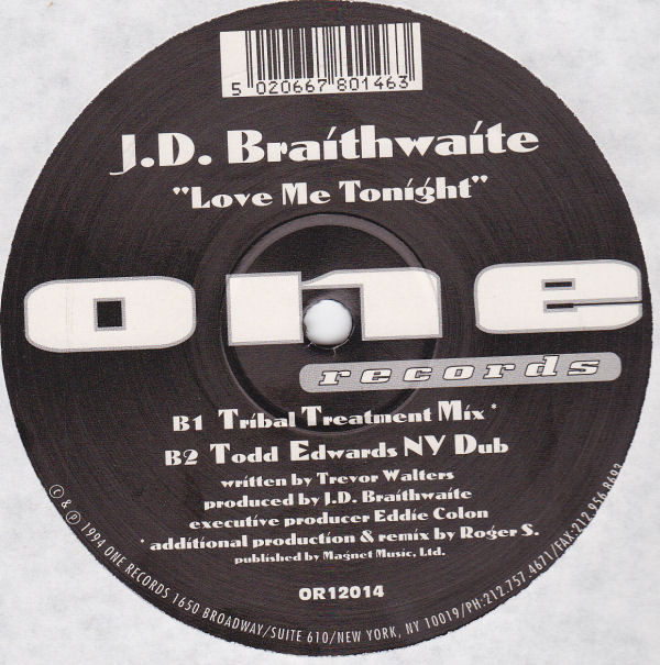 J.D. Braithwaite - Love Me Tonight | One Records (OR12014) - 2
