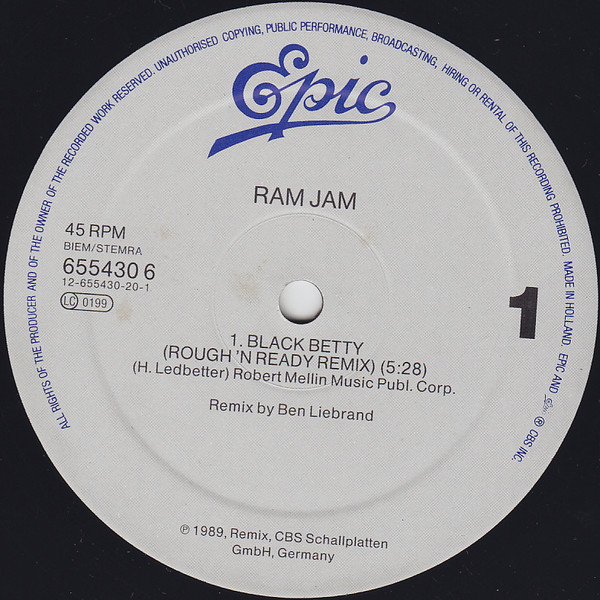 Ram Jam - Black Betty (Remix) | Epic (655430 6) - 3