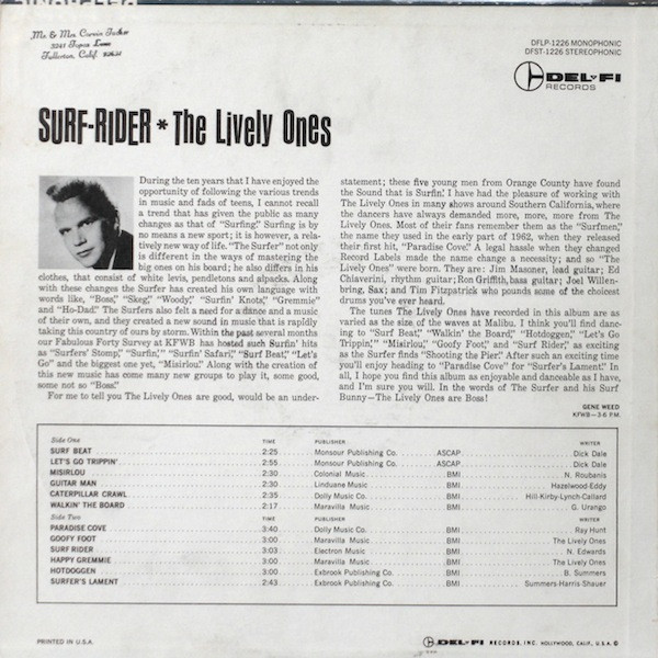 The Lively Ones - Surf Rider! | Del-Fi Records (DFLP-1226) - 2 The Lively Ones - Surf Rider! | Del-Fi Records (DFLP-1226) - 2