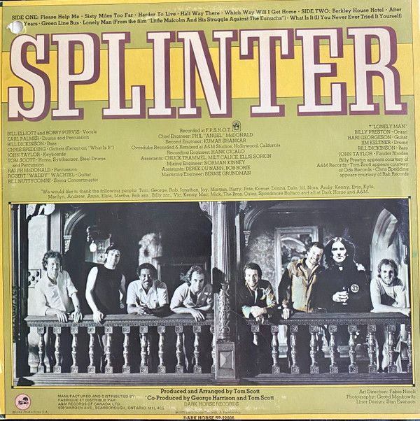 Splinter - Harder To Live | Dark Horse Records (SP-22006) - main