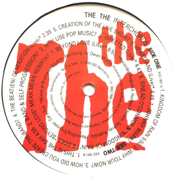 The The - Alive (Interview And Live Music) | Epic (EAS 1857) - 3 The The - Alive (Interview And Live Music) | Epic (EAS 1857) - 3