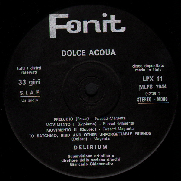 Delirium - Dolce Acqua | Fonit (LPX 11) - 4